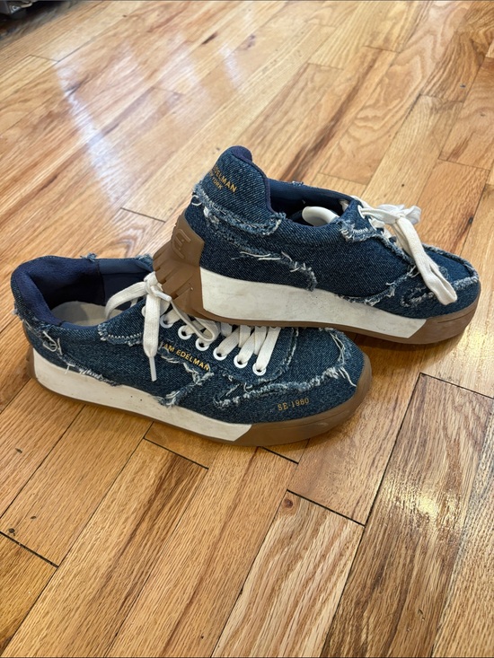 Sam Edelman Shoes - Sam Edelman Distressed Denim Platform Sneakers - Blue